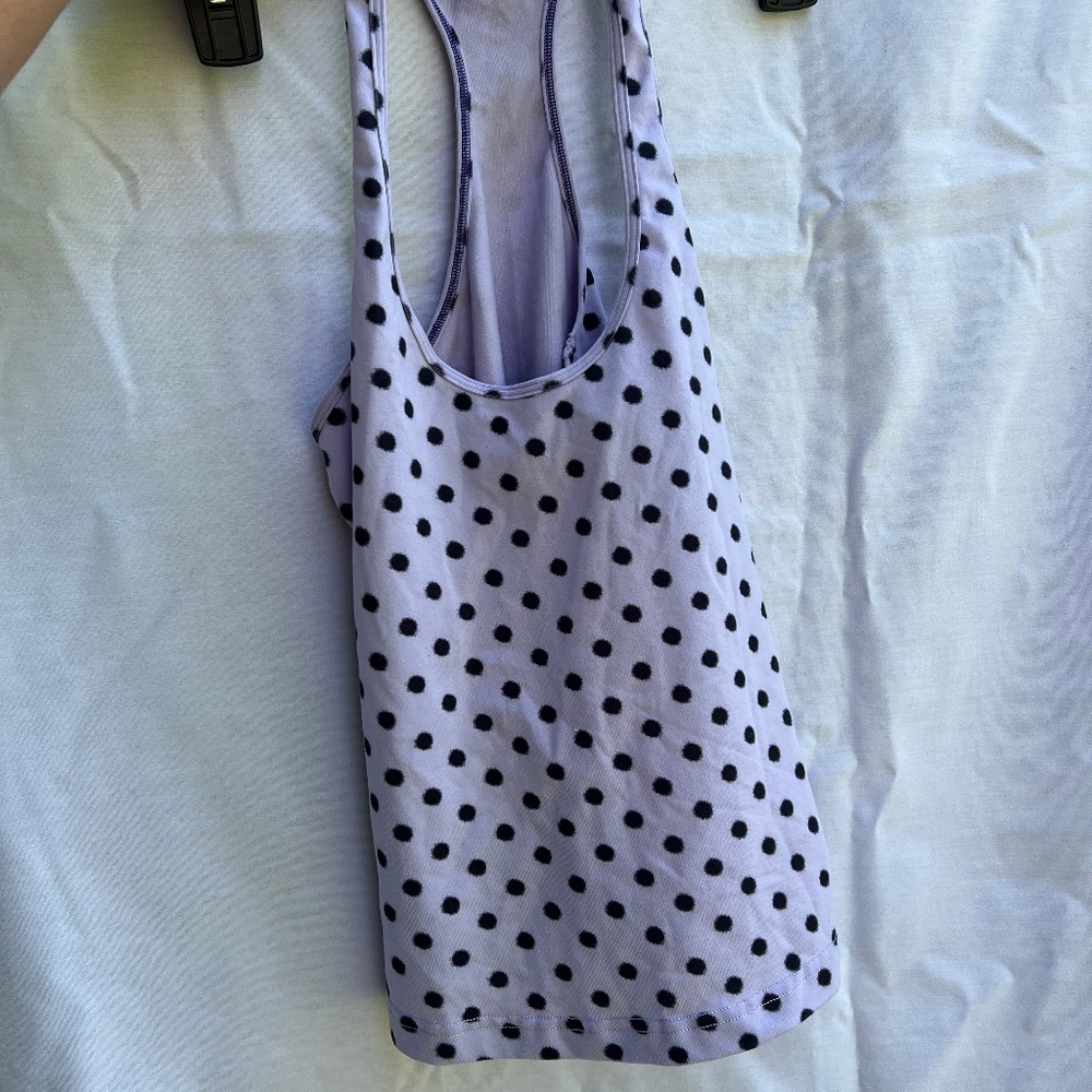 Lululemon Cropped Purple and Black Polka Dot Tank